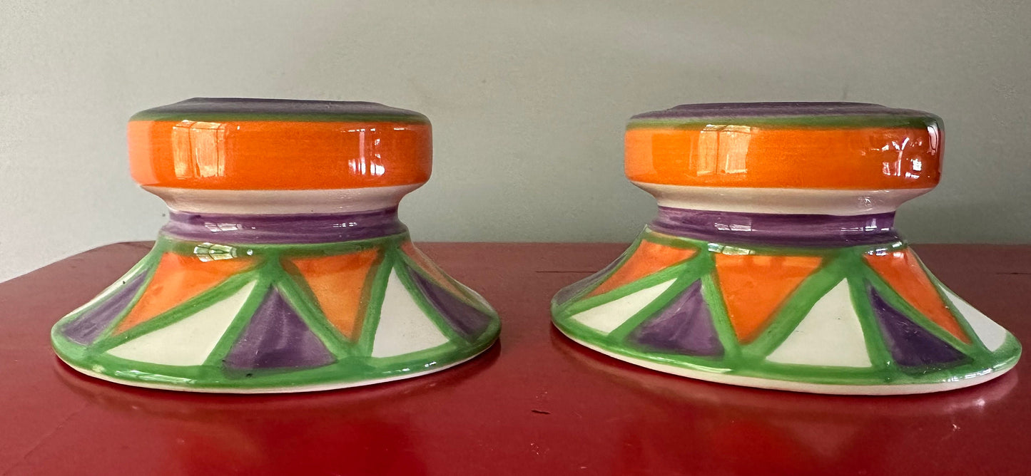 Clarice Cliff Style Candleholders