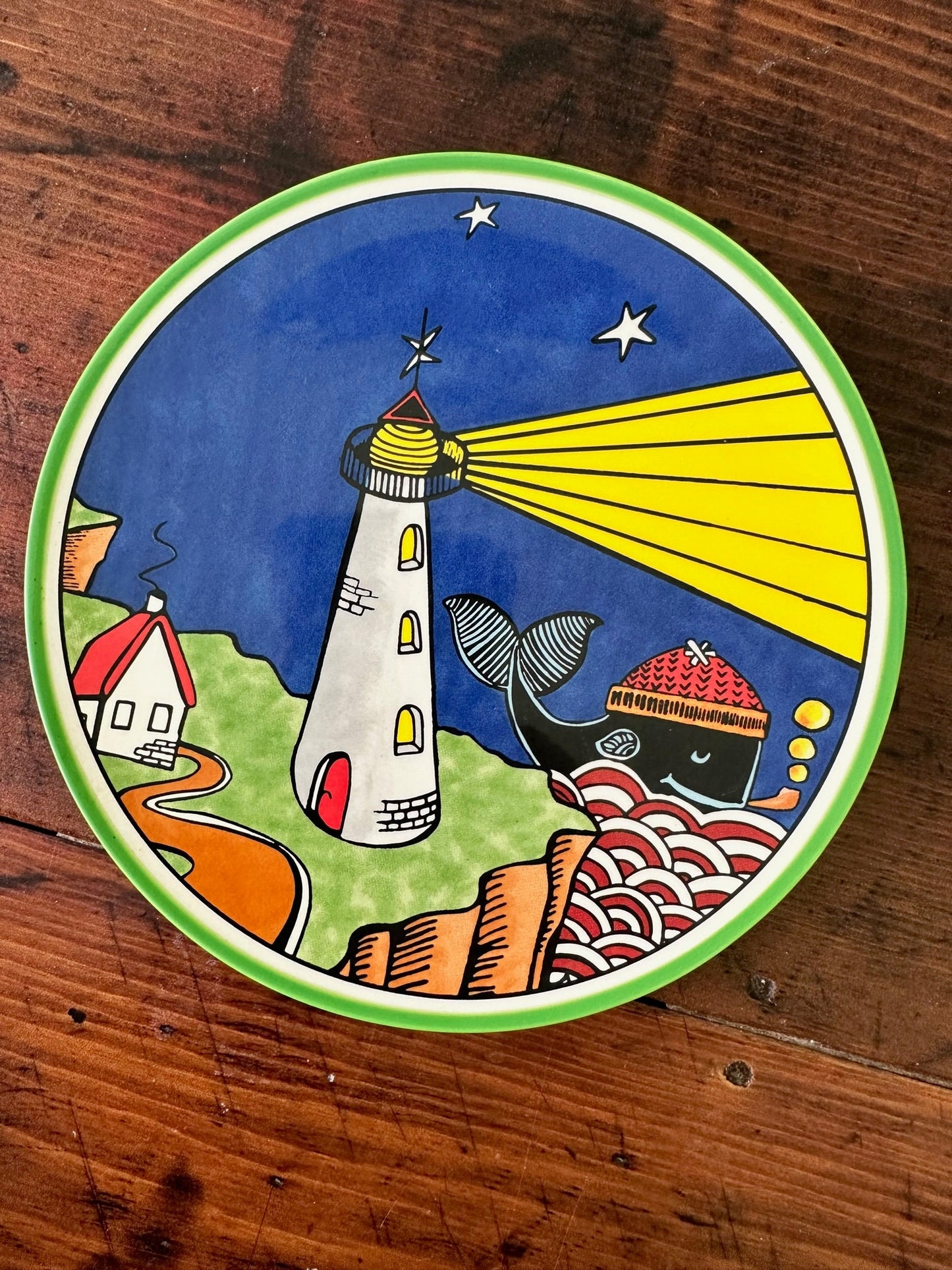 Whimsical Whale Lighthouse Collectible Plate