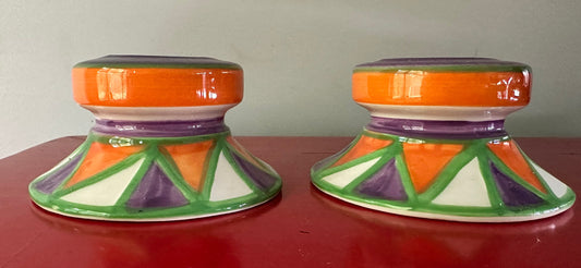Clarice Cliff Style Candleholders