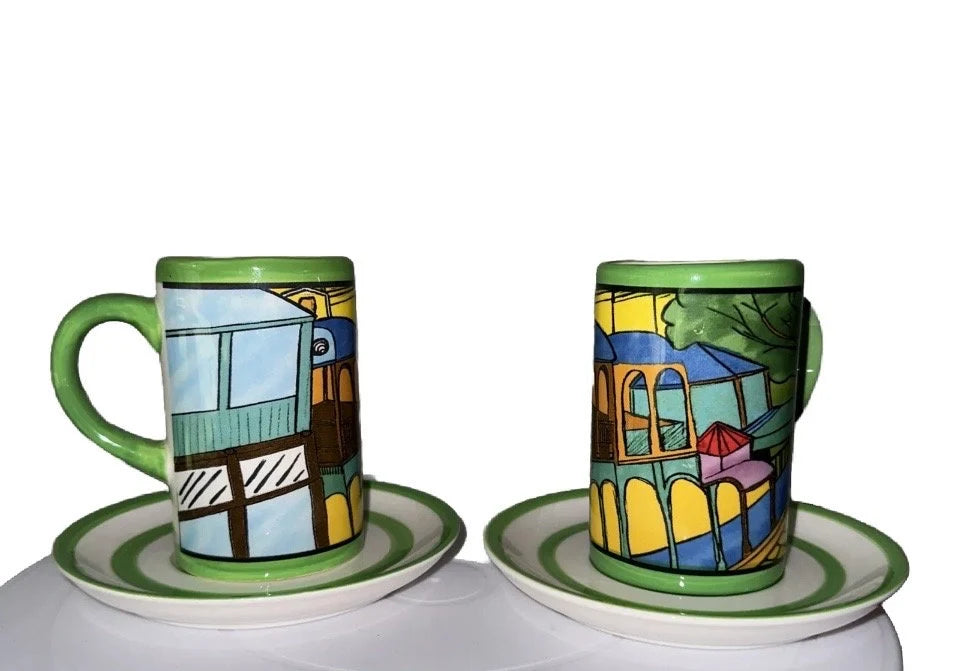 Bangalow Streetscape Tall Cups with Saucers